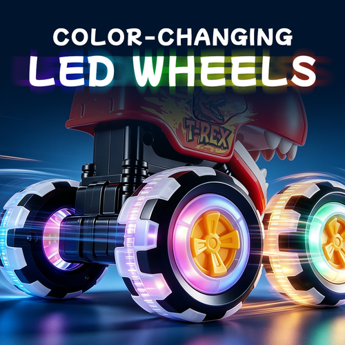 Press & Go Inertial Animal Car Toy for Kids, Cartoon Themed Big Foot Inertia Animal Vehicle with Lights
