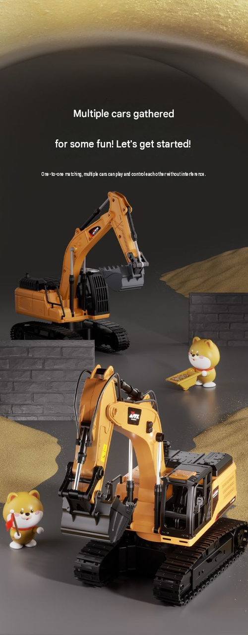Alloy Remote Control Excavator Toy for Kids, Rechargeable Electric Engineering Vehicle, Outdoor RC Digger Car for Boys