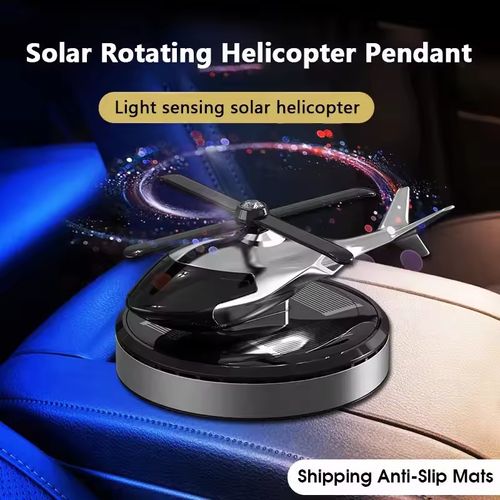 Solar-Powered Rotating Helicopter Perfume for Car Interiors - Essential Oil Fragrance, Solar-Powered Aircraft Air Freshener for Cars