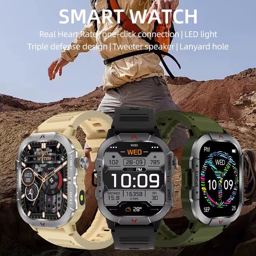 X31 Smart Watch With LED Light for Sports Men Triple Defense 2.01inch Square Screen IP68 Waterproof Dafit App Smartwatch