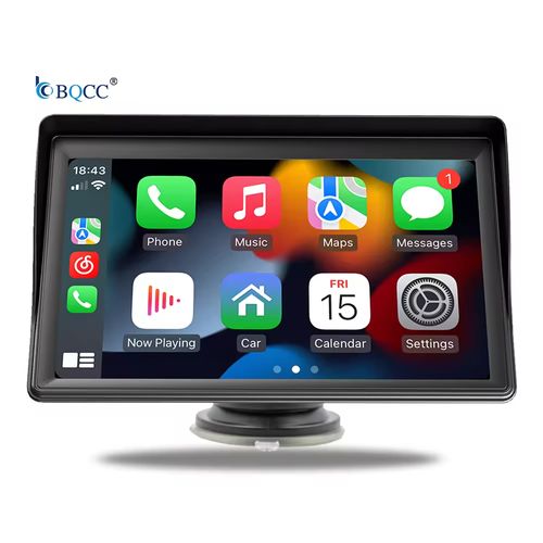 BQCC 7'' Universal Car Radio Wireless Carplay Android Auto Mirrorlink Portable BT USB AUX with Sun Visor Multimedia Car Player
