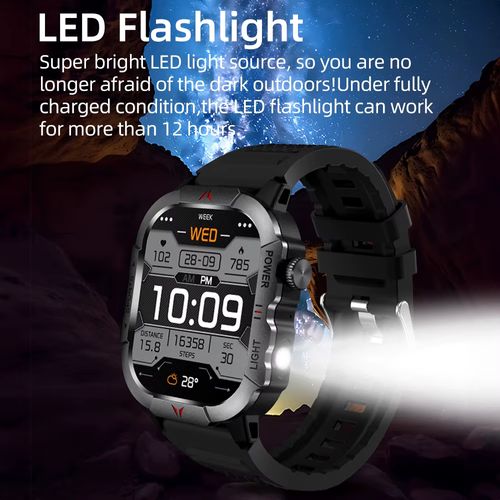 X31 Smart Watch With LED Light for Sports Men Triple Defense 2.01inch Square Screen IP68 Waterproof Dafit App Smartwatch