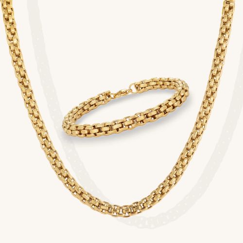 Colar masculino em camadas, plating de ouro 18k espesso