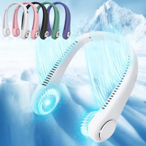 Outdoor Camping Foldable Folding Wearable Usb Charging Bladeless Small Neck Portable Rechargeable Fans