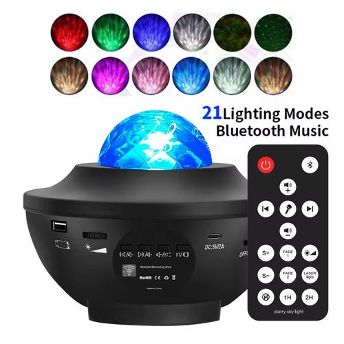 Starry Sky Projector Light USB BT Music Speaker Star Water Ripple Laser Light Smart LED Night Light