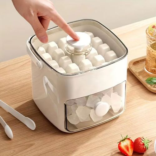 Personal Clear Small Table Portable Ice Maker Machine Mini Home Ice Maker Easy Press with Lid Reusable Storage Box Party Bar