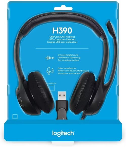 Logitech H390 USB Wired Headset Stereo Headphones with Noise-Cancelling Microphone for PCMacLaptop