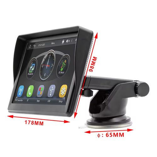 BQCC 7'' Universal Car Radio Wireless Carplay Android Auto Mirrorlink Portable BT USB AUX with Sun Visor Multimedia Car Player
