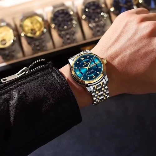 POEDAGAR 936 Fashion Casual Men Watch Leather Waterproof Luminous Quartz Watches Stainless Steel Strap Calendar Watch for Men
