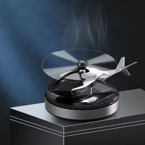 Solar-Powered Rotating Helicopter Perfume for Car Interiors - Essential Oil Fragrance, Solar-Powered Aircraft Air Freshener for Cars