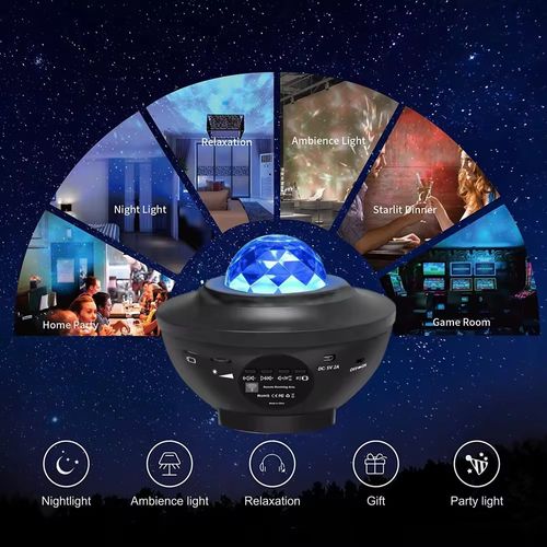 Starry Sky Projector Light USB BT Music Speaker Star Water Ripple Laser Light Smart LED Night Light