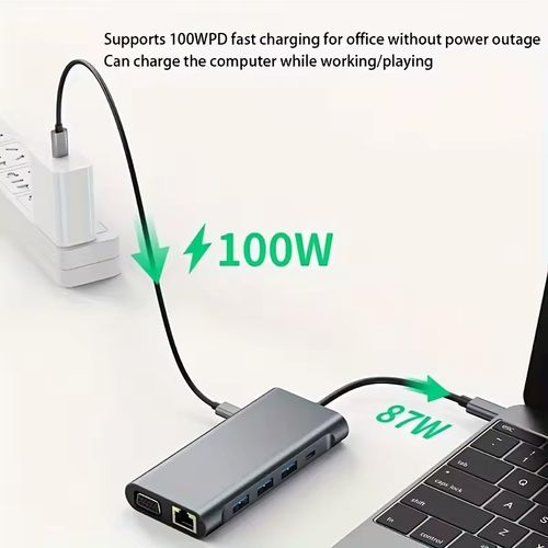 Multi Type c Hub 11 in 1 Usb c Docking Station Adapter Acasis USB3.0 HDMI VGA RJ45 Ethernet SDTF imac Accessories for Pro Users