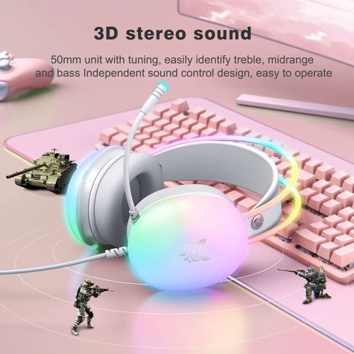 ONIKUMA X25 RGB Rainbow Lighting Gaming Headset with Microphone PC Wired Lightweight Gaming Headphones Stereo Surround Sound