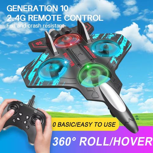 Glider Flying Helicopter RC Hobby Jet Plane 2.4G Stunt Remote Control Foam Fighter Airplane Toy With Light