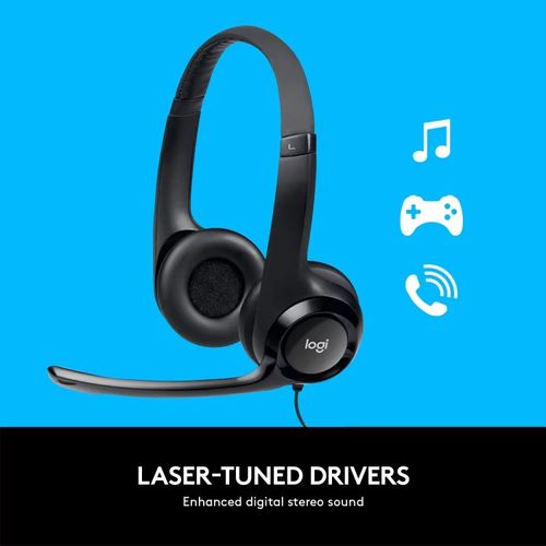 Logitech H390 USB Wired Headset Stereo Headphones with Noise-Cancelling Microphone for PCMacLaptop