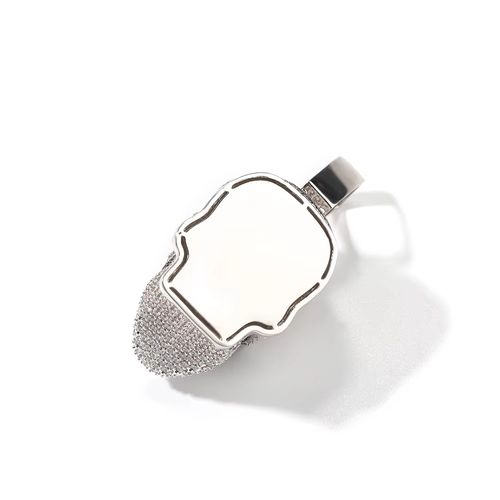 Pendente de Calavera de Prata em Estilo Hip Hop, Com Colar de Cobra Preta e Zircônia - Calavera Pearlescente, Pendente Unissex para Rapper