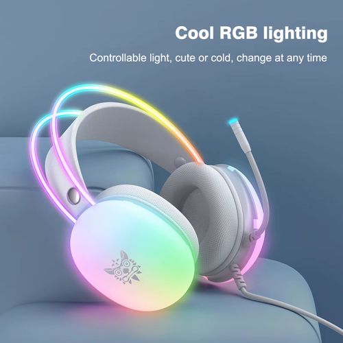ONIKUMA X25 RGB Rainbow Lighting Gaming Headset with Microphone PC Wired Lightweight Gaming Headphones Stereo Surround Sound