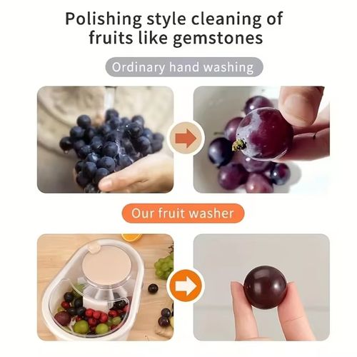 Portable Fruit and Vegetable Cleaning Machine, Full Side Rotating Washer and Automatic Drainage System