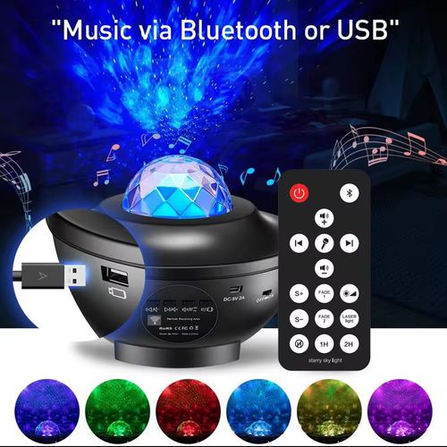 Starry Sky Projector Light USB BT Music Speaker Star Water Ripple Laser Light Smart LED Night Light