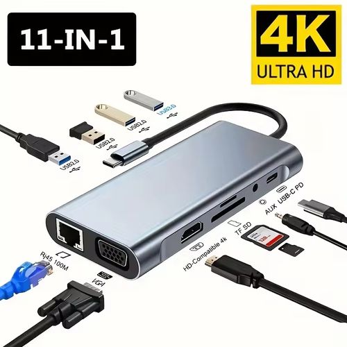Multi Type c Hub 11 in 1 Usb c Docking Station Adapter Acasis USB3.0 HDMI VGA RJ45 Ethernet SDTF imac Accessories for Pro Users