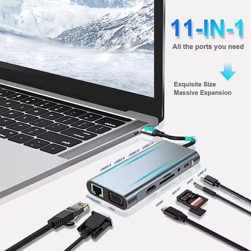 Multi Type c Hub 11 in 1 Usb c Docking Station Adapter Acasis USB3.0 HDMI VGA RJ45 Ethernet SDTF imac Accessories for Pro Users