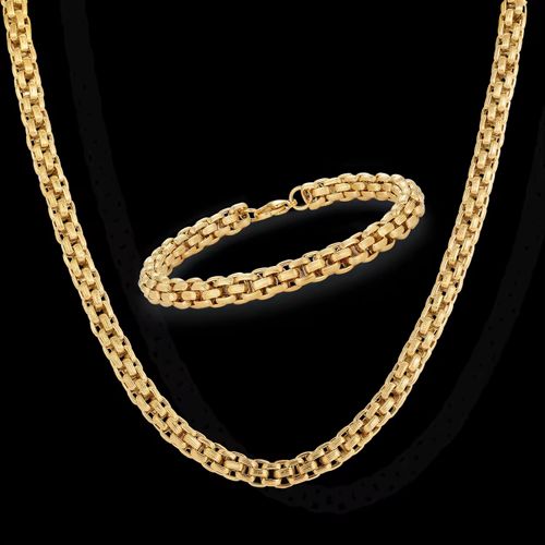 Colar masculino em camadas, plating de ouro 18k espesso