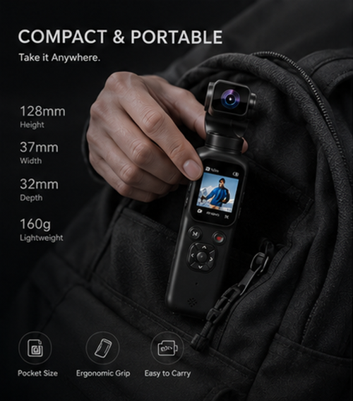 4K Handheld Gimbal Pocket Vlog Camera