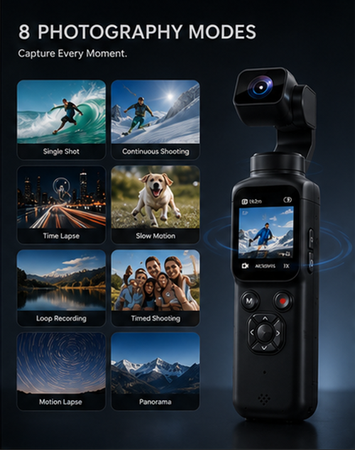 4K Handheld Gimbal Pocket Vlog Camera