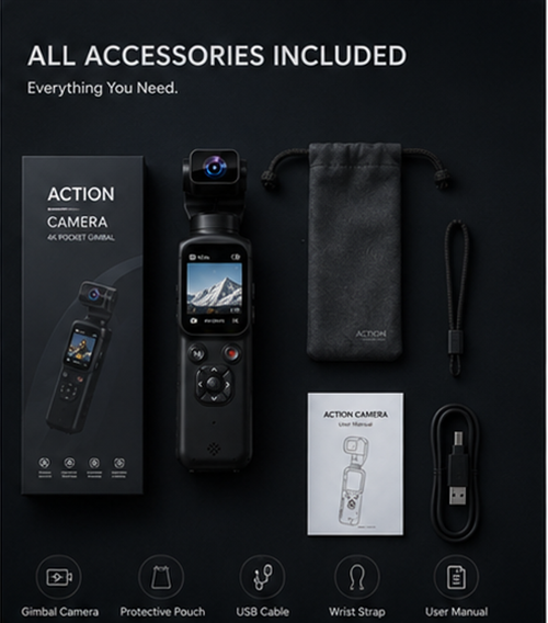 4K Handheld Gimbal Pocket Vlog Camera