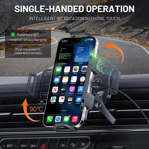 360 rotate foldable car wireless charger