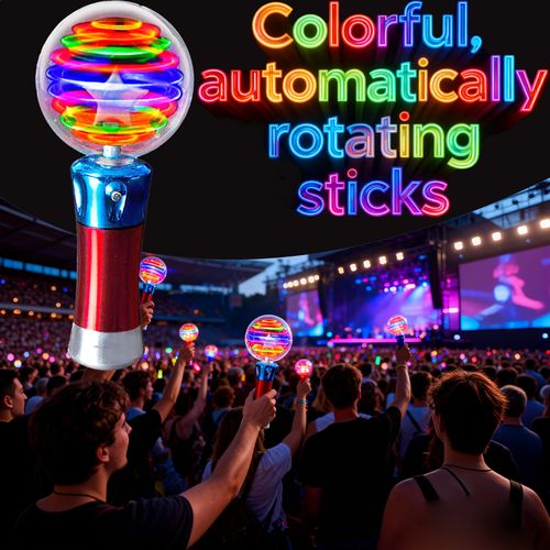 Unisex LED Rotating Light Stick✨, built-in batteries, dazzling glow, ideal gift for parties, birthdays and holidays.
