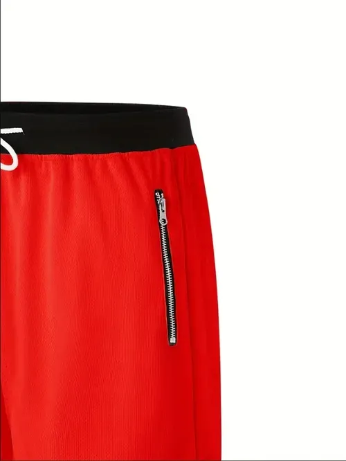 Lot de 4 shorts de sport décontractés pour hommes avec poches zippées - Polyester respirant, ceinture élastique, vêtements de basket-ball et de sport multicolores, lavables en machine