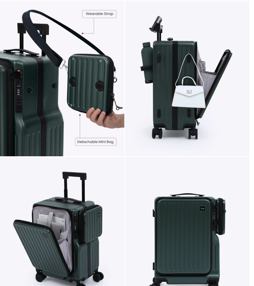 Valise cabine rigide à roulettes MGB, extensible, avec port USB, antivol, étanche, légère et résistante.