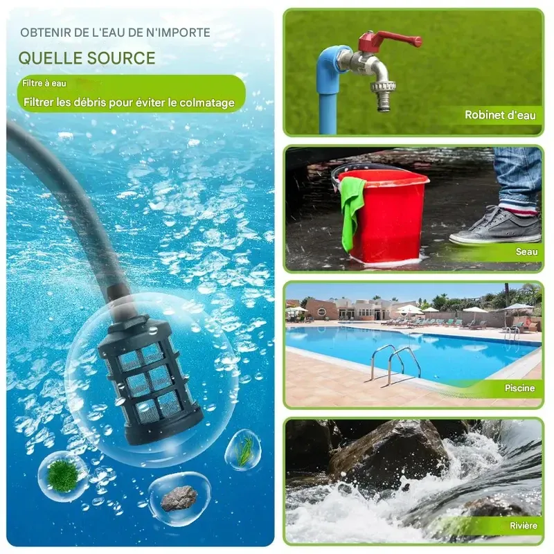 Nettoyeur haute pression portable sans fil, nettoyeur électrique haute puissance avec buse, alimenté par 2 batteries rechargeables, nettoyeur d'eau électrique portatif, cadeau idéal pour la Saint-Valentin