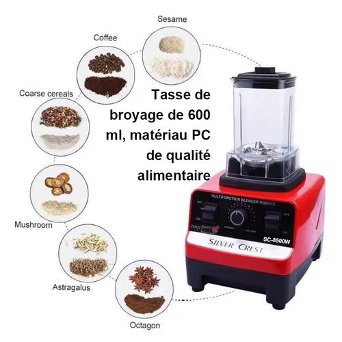Broyeur à sec industriel Silver Crest 2 L, 8 500 W, moteur 9525, avec 2 récipients