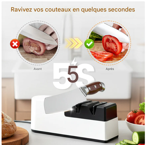 Aiguiseur de Couteaux Électrique avec Technologie USB & Moteur Intelligent ! 🔪 Restaurez le Tranchant en Quelques Secondes