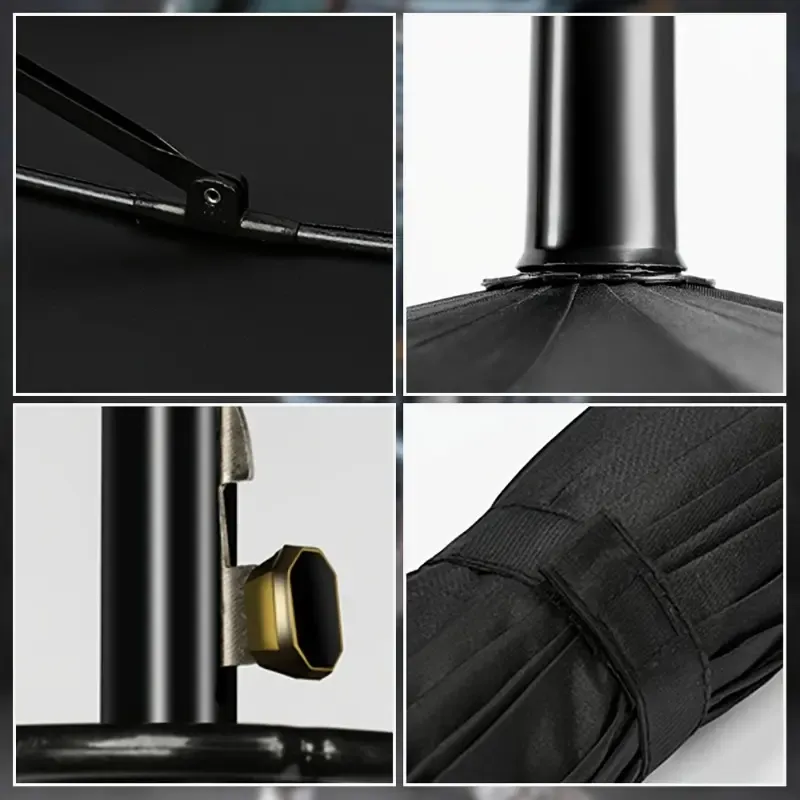 Parapluie de samouraï DKD en acier, coupe-vent, semi-automatique, style ninja, cadeau de Pâques idéal (24 baleines)