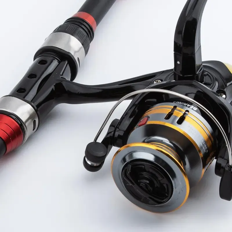 Kit d'accessoires de pêche portable pour la pêche en extérieur : canne à pêche télescopique de 1,8 m, moulinet, sac de pêche et leurres.