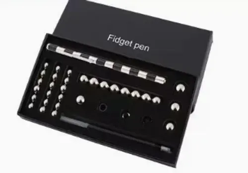 🤣🖊️Stylo magnétique Fidget (14 anneaux magnétiques, 5 recharges, 30 billes, 2 têtes de condensateur)