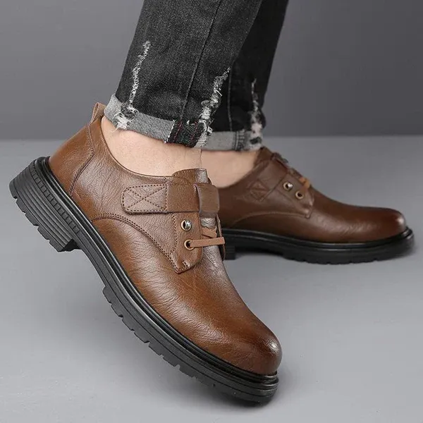 Chaussures Homme Rétro en Cuir PU - Semelle Souple et Confort Respirant, Style Intemporel pour Quotidien 🏃‍♂️📦