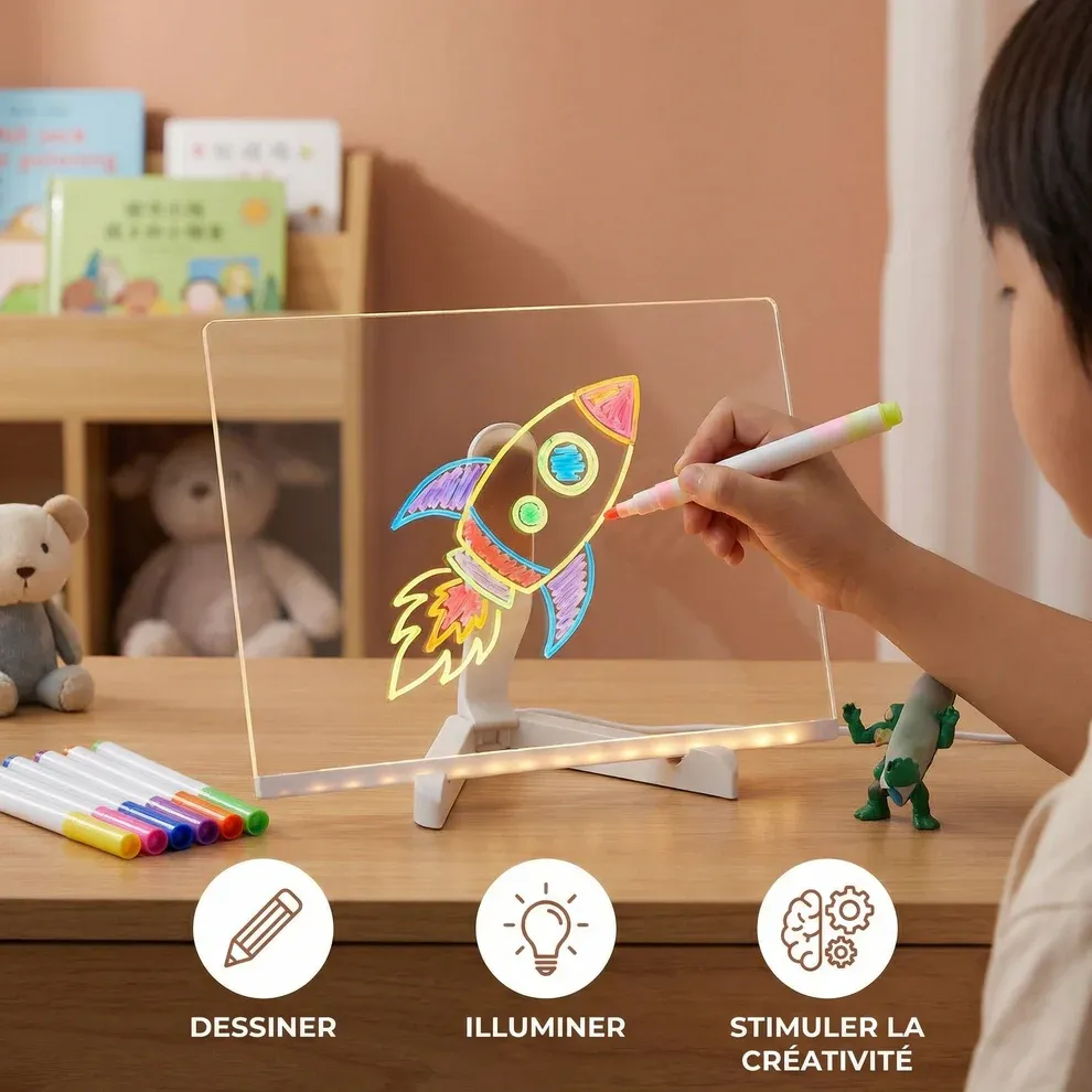 Planche à dessin lumineuse à LED pour enfants