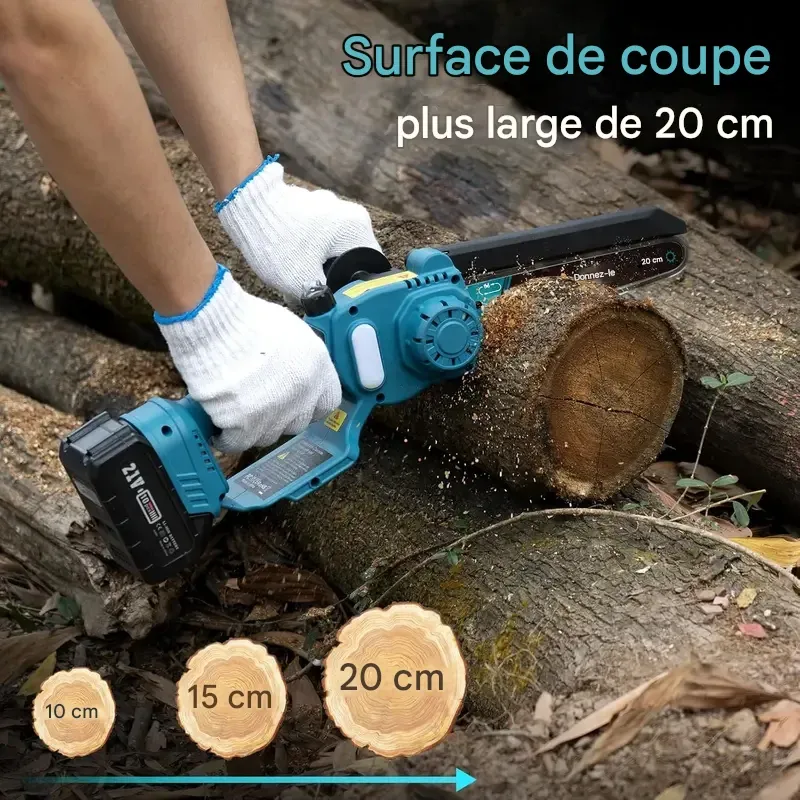 Scie à perche sans fil 2 en 1 SeeSii Power de 20 cm (8 pouces) pour l'élagage d'arbres, avec 2 batteries de 4,0 Ah, tronçonneuse avec rallonge, coupe-branches P8 Ace CS300Pro-APS61 CH800B