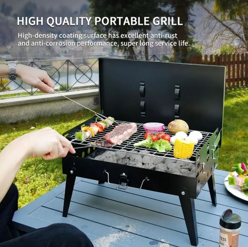 Barbecue à charbon portable avec pare-brise