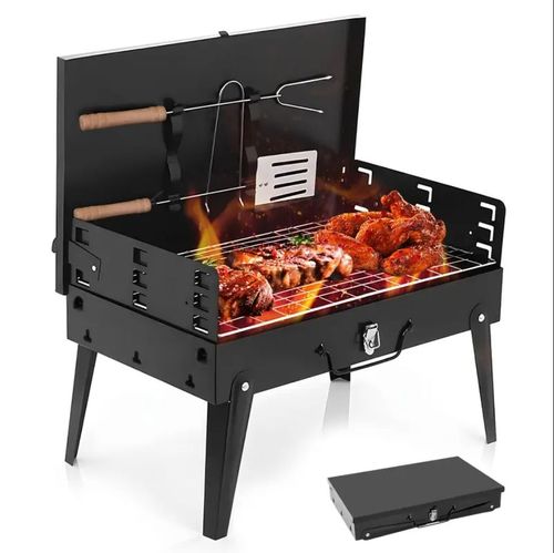 Barbecue à charbon portable avec pare-brise