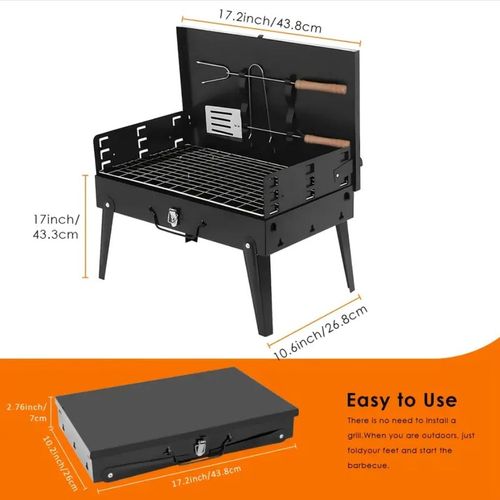 Barbecue à charbon portable avec pare-brise