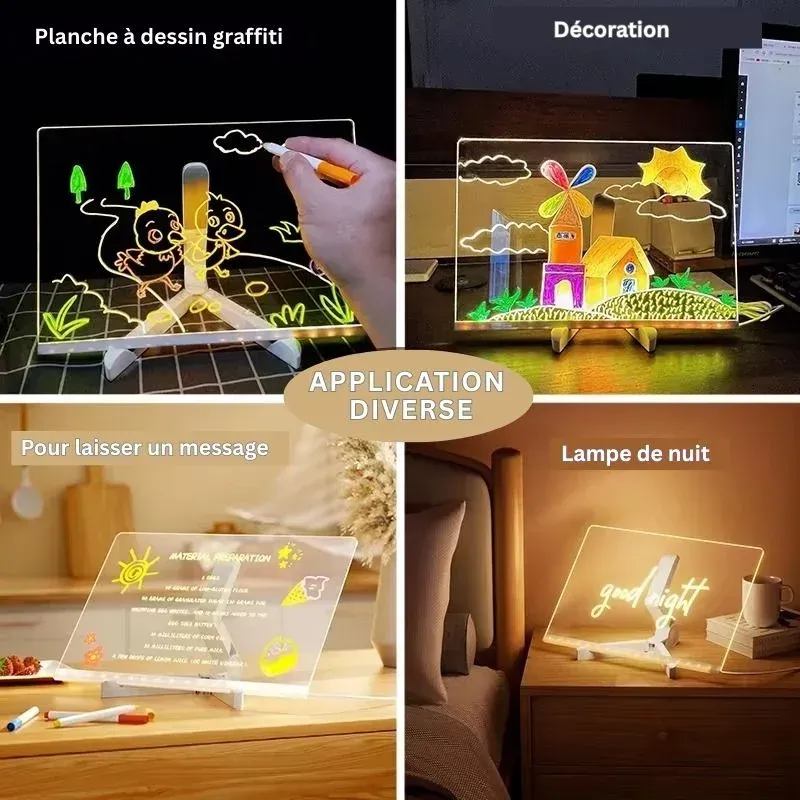 🖌Le Cadre Lumineux qui Éveille la Créativité des Enfants! (Peut être dessiné à plusieurs reprises)