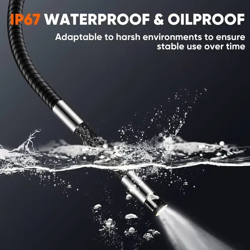 Caméra endoscopique bidirectionnelle SHEKAR 0,33 po x 0,23 po avec carte mémoire 32 Go, endoscope étanche rotatif à 360° avec lumière, caméra serpent articulée, idéale pour l'inspection automobile, mécanique, murale, de véhicules, de canalisations et le bricolage.