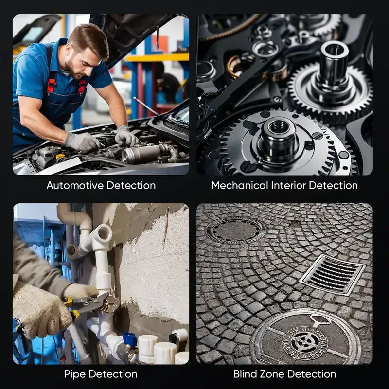 Caméra endoscopique bidirectionnelle SHEKAR 0,33 po x 0,23 po avec carte mémoire 32 Go, endoscope étanche rotatif à 360° avec lumière, caméra serpent articulée, idéale pour l'inspection automobile, mécanique, murale, de véhicules, de canalisations et le bricolage.