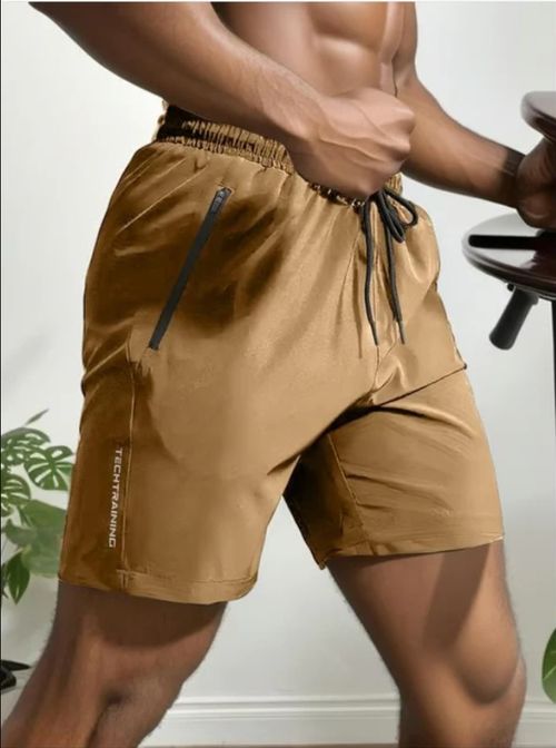 Short à taille avec cordon de serrage et imprimé lettre pour homme