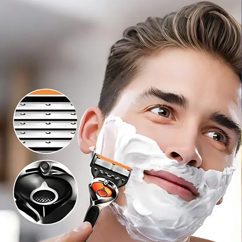 Rasoir de précision multi-lames à changement rapide (1 manche rotatif + 22 lames orange + coffret porte-lames)